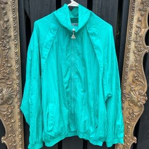 80s Teal Windbreaker Track Jacket XL